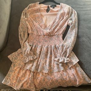 Mini smocked long sleeve dress